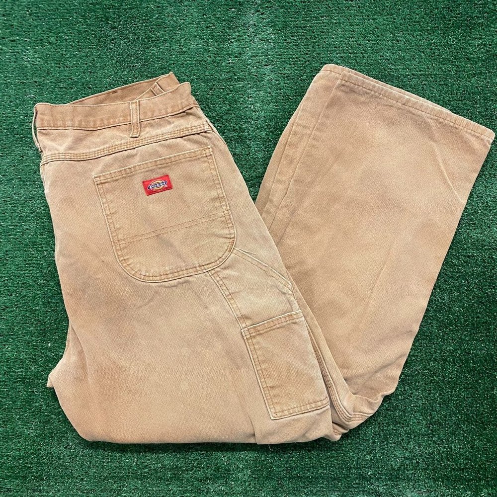 Vintage Y2K Dickies Tan Carpenter Pants Duck Canvas Distressed Workwear Grunge